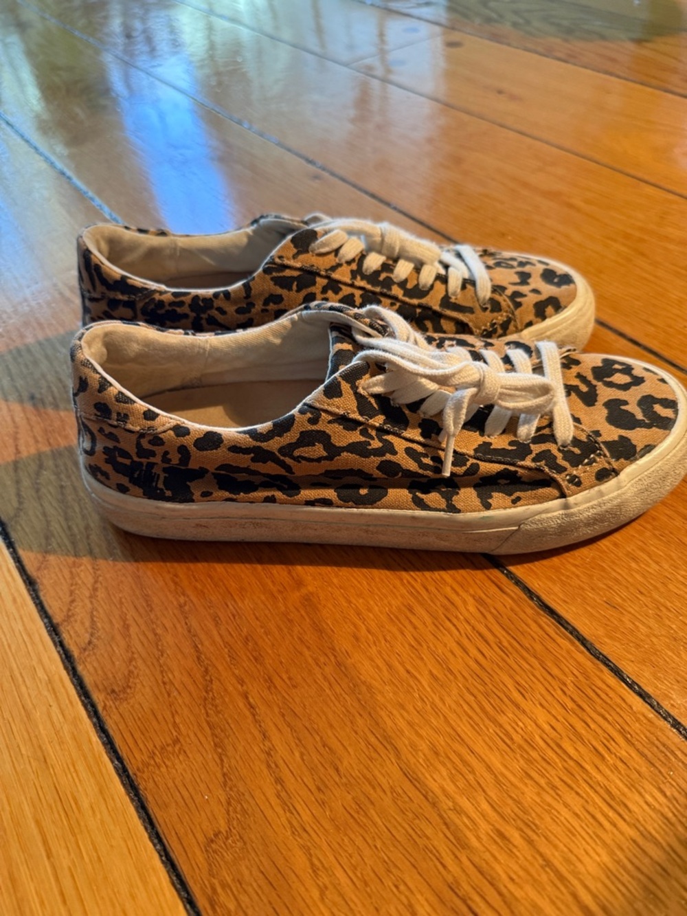 Madewell Leopard Print Canvas Sneakers in Tan and Black